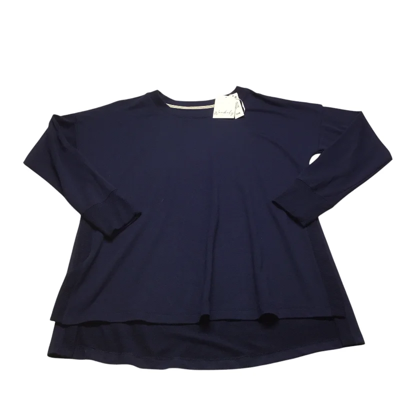 Top Long Sleeve By Wonderly In Navy, Size: M