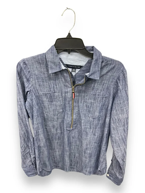 Top Long Sleeve By Tommy Hilfiger In Denim, Size: Xs