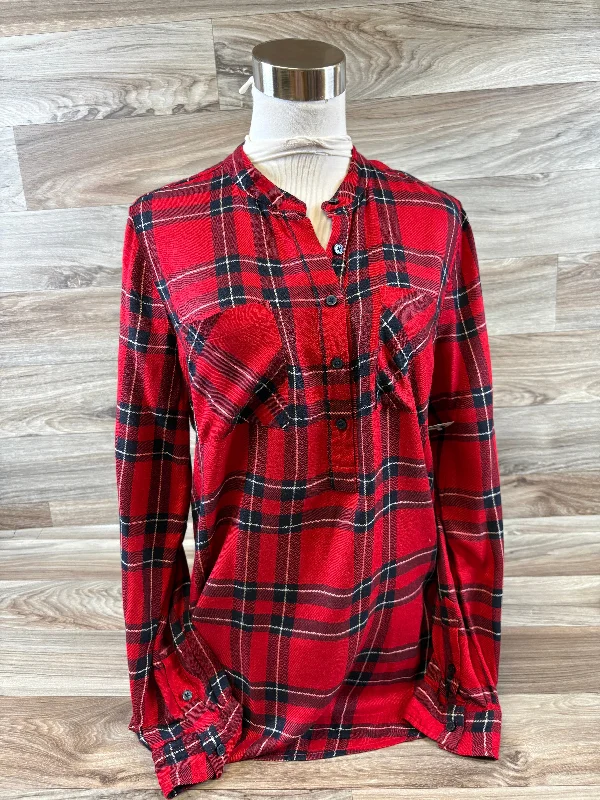 Top Long Sleeve Basic By Lucky Brand In Red & White, Size: M