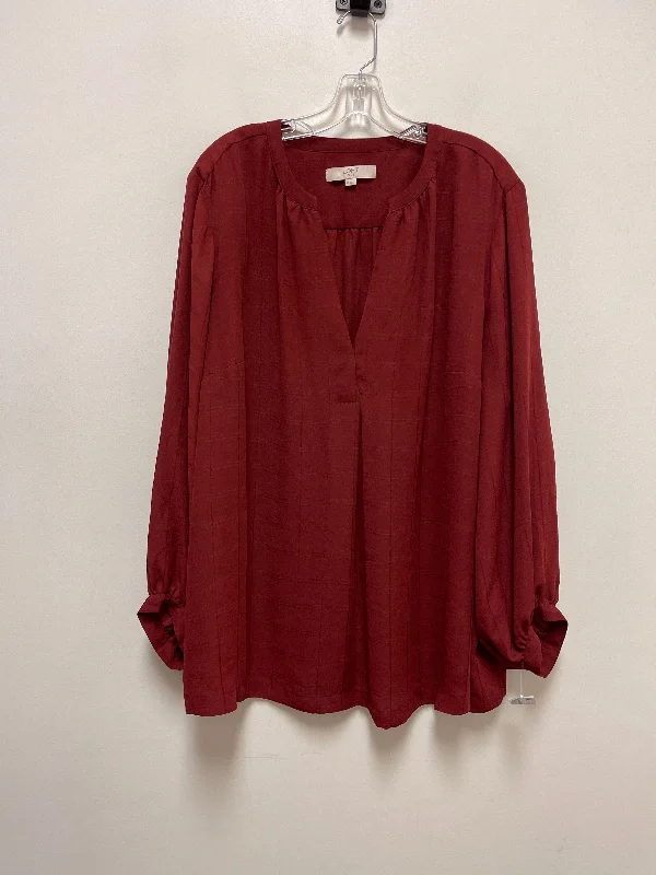 Top Long Sleeve By Loft In Red, Size: 3x