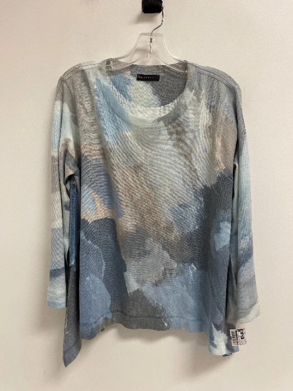 Top Long Sleeve By Nally And Millie In Blue & Cream, Size: S