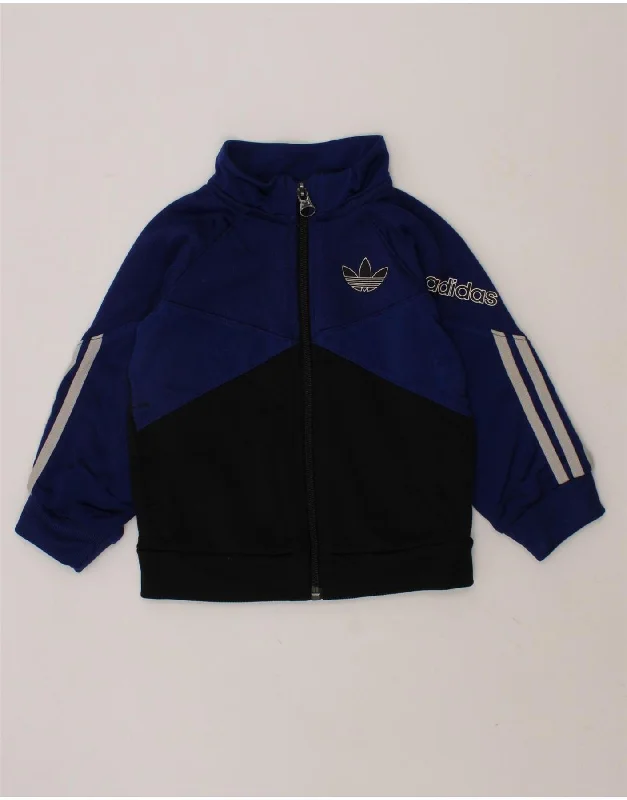 ADIDAS Baby Boys Graphic Tracksuit Top Jacket 9-12 Months Blue Colourblock