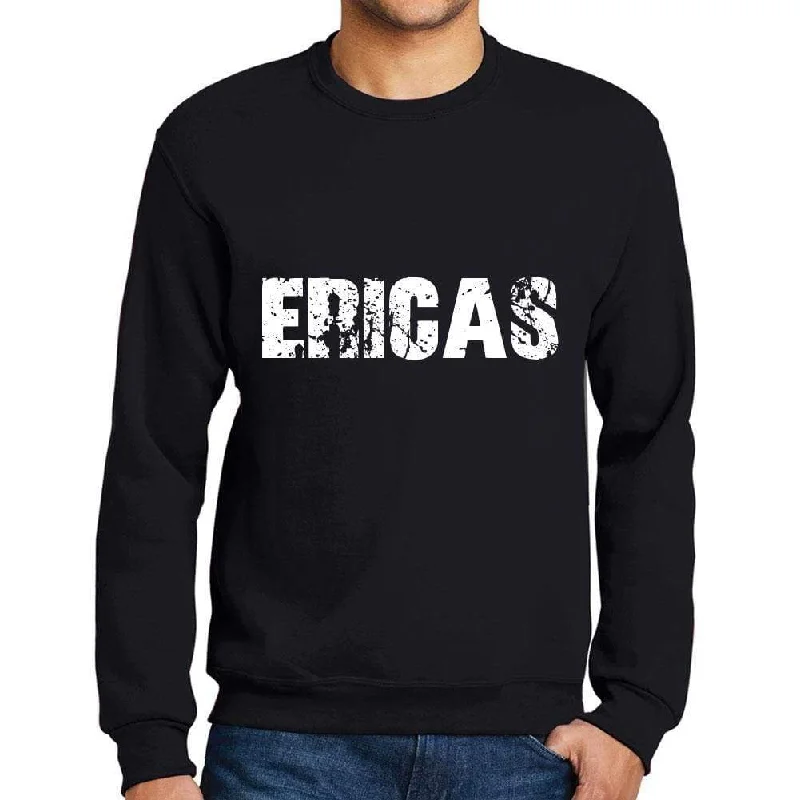 Men's Printed Graphic Sweatshirt Popular Words ERICAS Deep Black