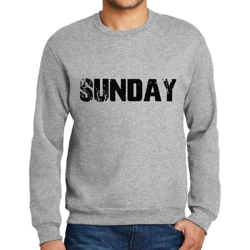 Men's Printed Graphic Sweatshirt Popular Words SUNDAY Grey Marl