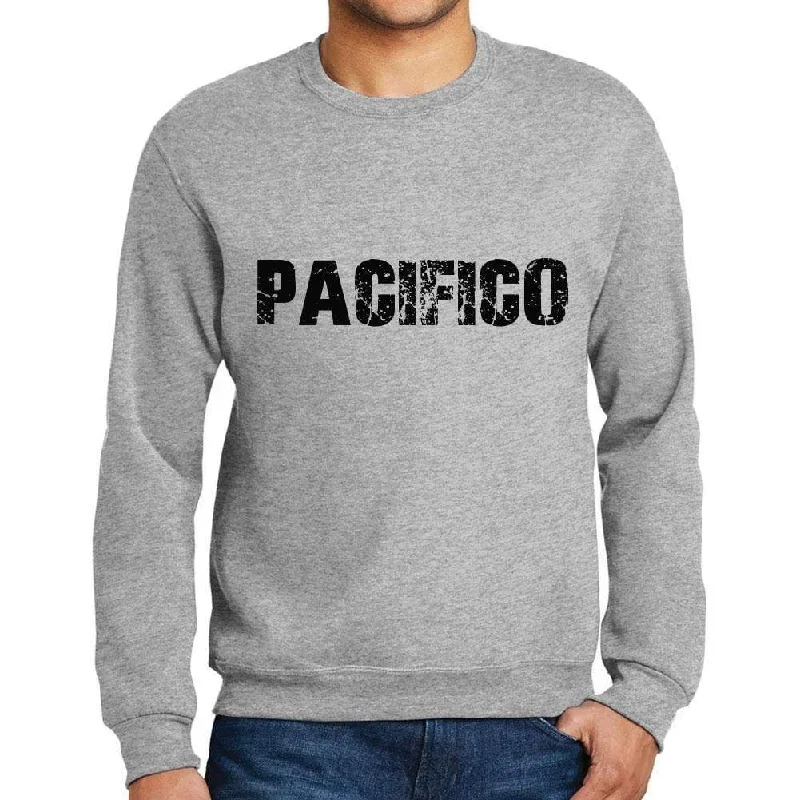 Men's Printed Graphic Sweatshirt Popular Words PACIFICO Grey Marl