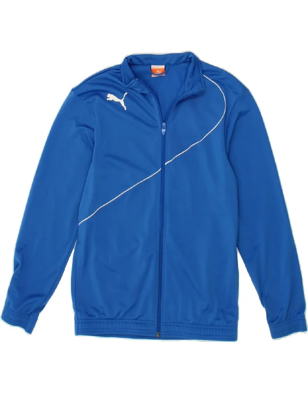 PUMA Boys Tracksuit Top Jacket 13-14 Years Blue Polyester