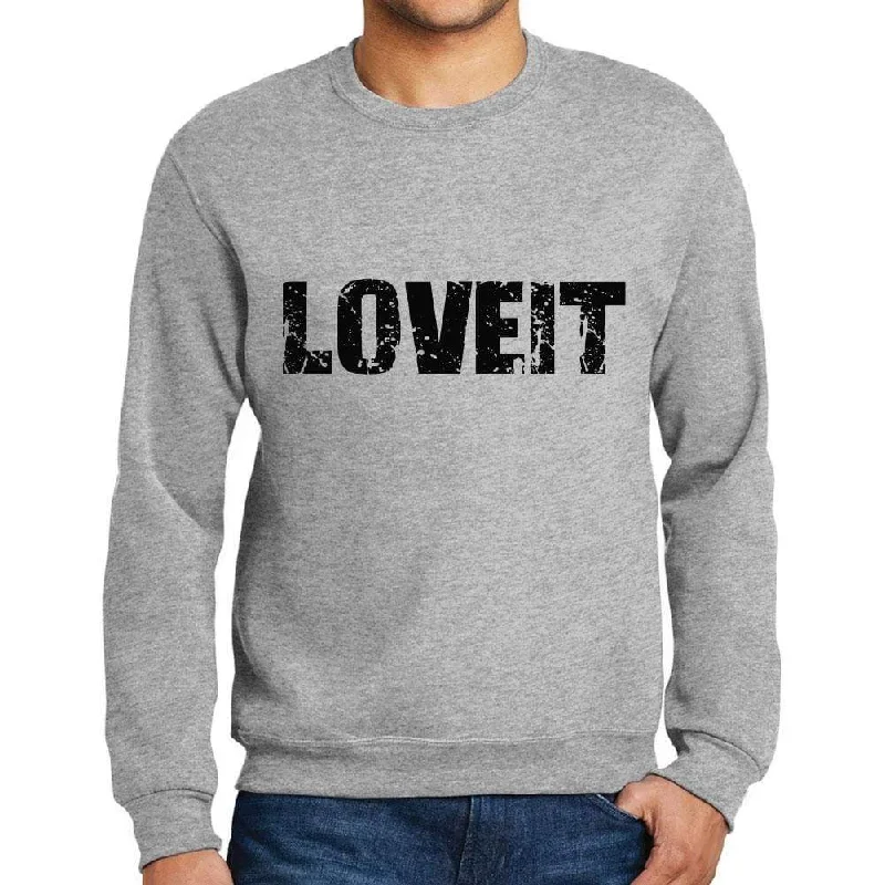 Men's Printed Graphic Sweatshirt Popular Words LOVEIT Grey Marl