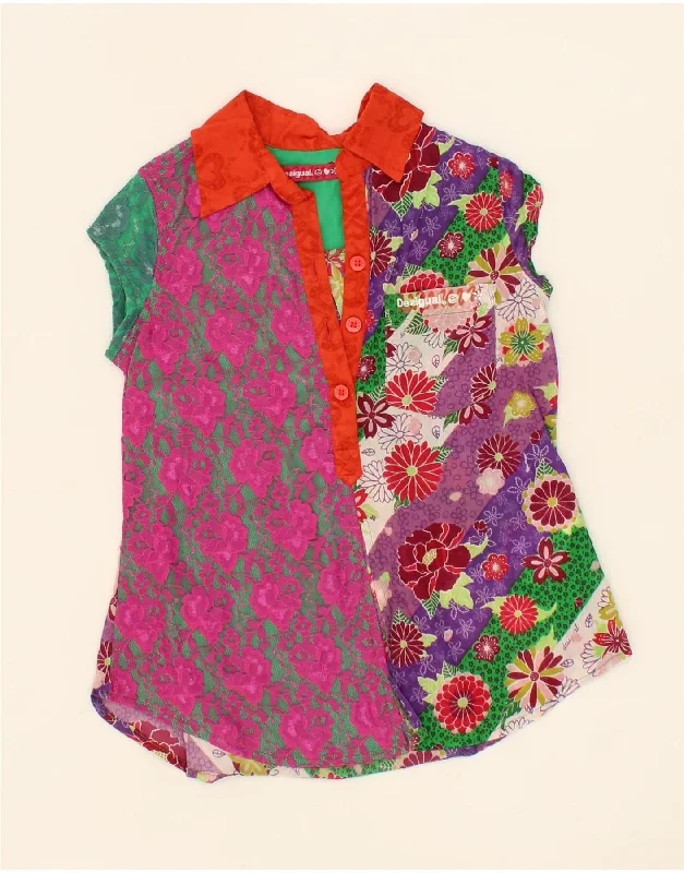 DESIGUAL Girls Blouse Top 5-6 Years Multicoloured Floral Cotton