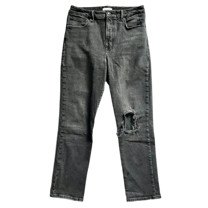 Jeans Straight By Good American In Black Denim, Size: 10