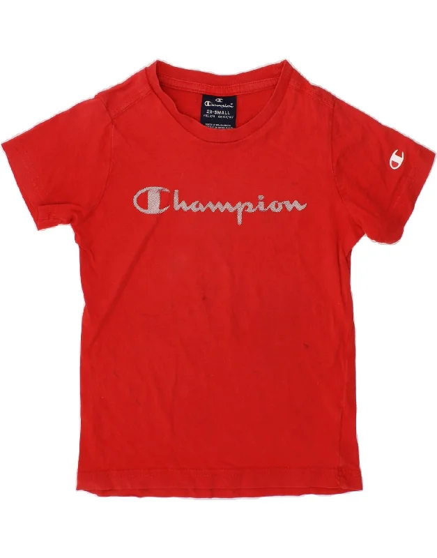 CHAMPION Boys Graphic T-Shirt Top 3-4 Years 2XS Red Cotton