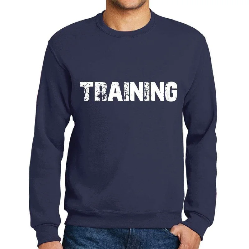 Men's Printed Graphic Sweatshirt Popular Words TRAINING French Navy