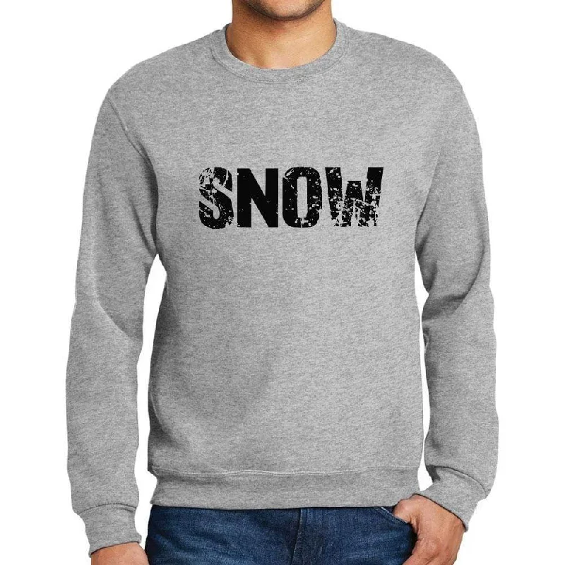 Men's Printed Graphic Sweatshirt Popular Words SNOW Grey Marl