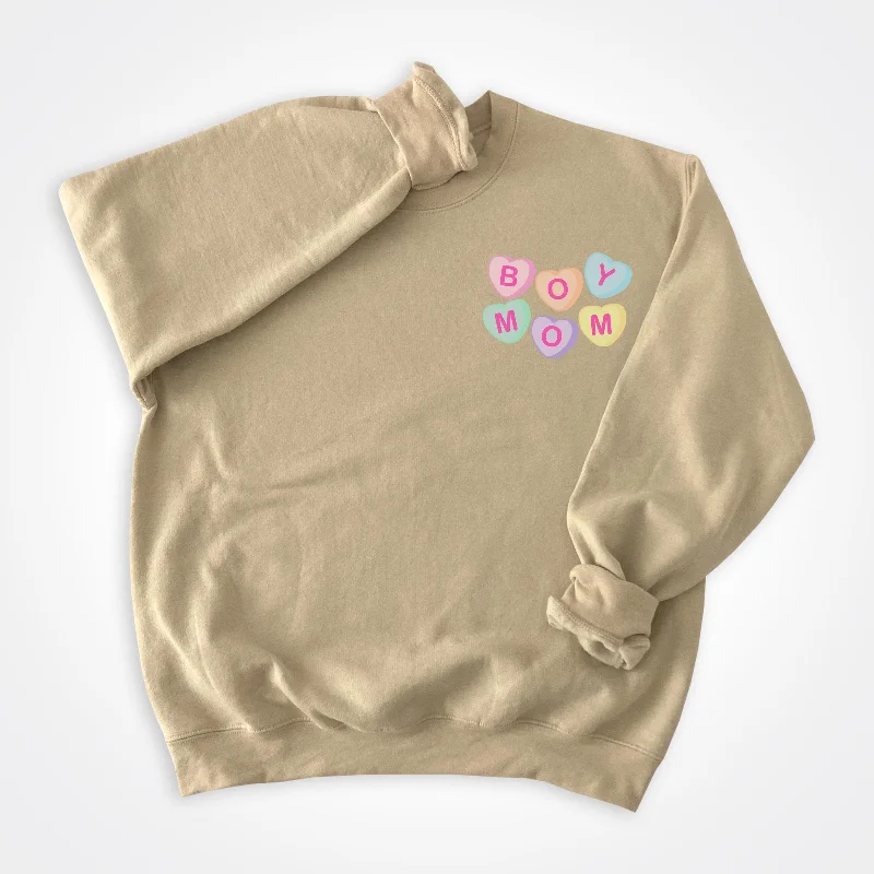 Boymom® Candy Hearts Crewneck Sweatshirt Left Chest