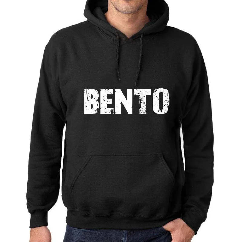 Men's Women's Unisex Printed Graphic Cotton Hoodie Soft Heavyweight Hooded Sweatshirt Pullover Popular Words BENTO Deep Black