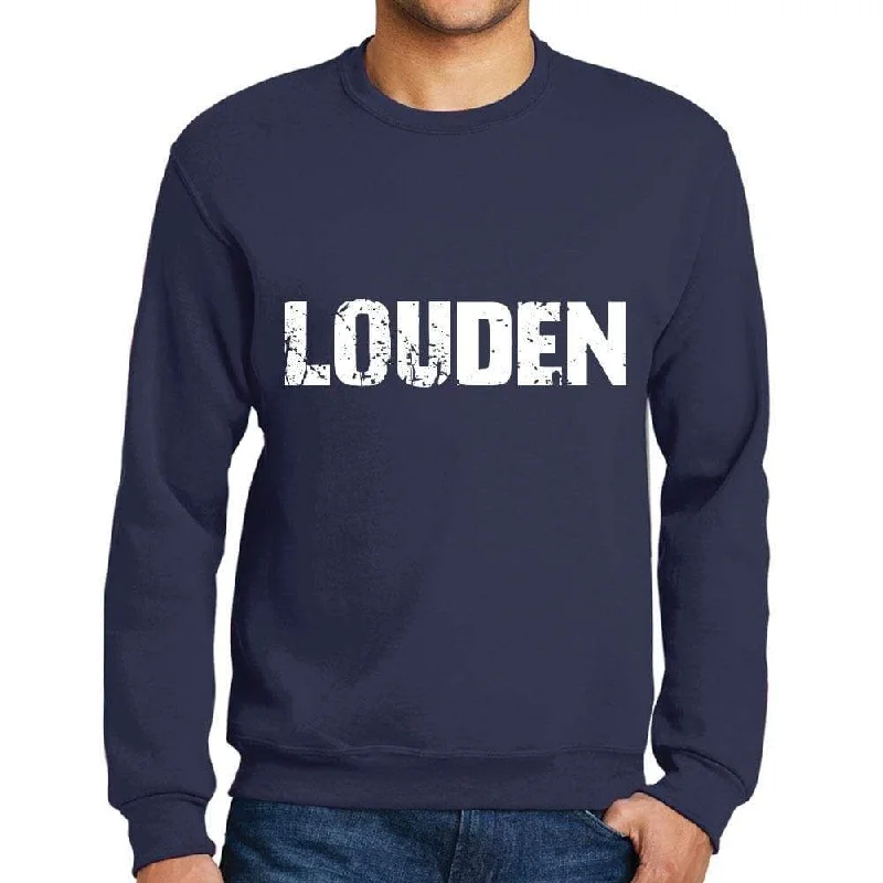 Men's Printed Graphic Sweatshirt Popular Words LOUDEN French Navy