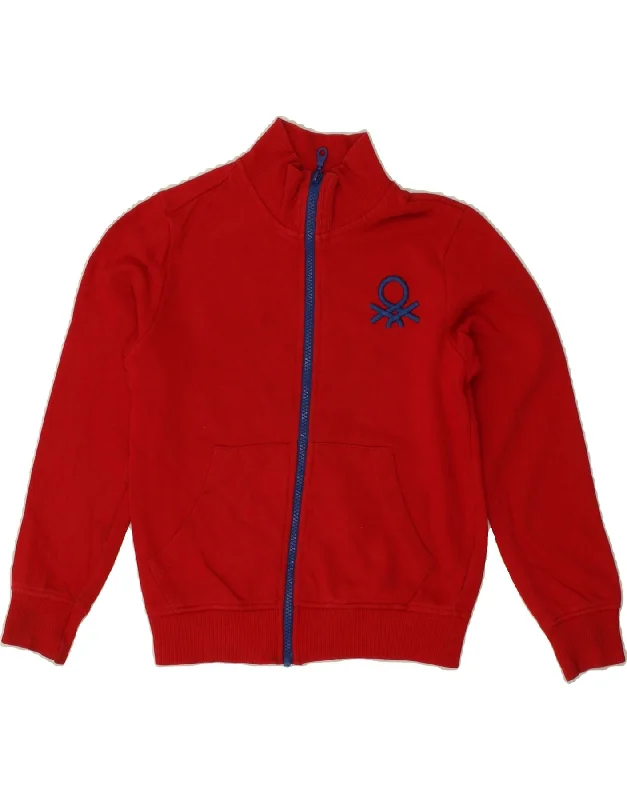 BENETTON Boys Tracksuit Top Jacket 7-8 Years Medium  Red Cotton