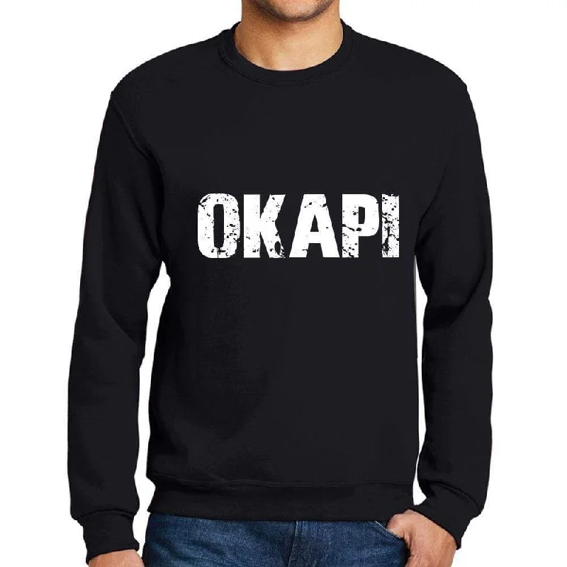 Men's Printed Graphic Sweatshirt Popular Words OKAPI Deep Black