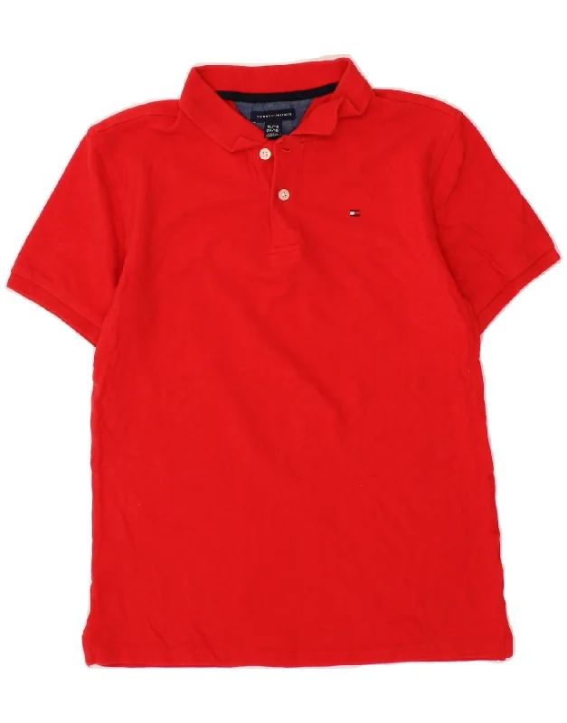 TOMMY HILFIGER Boys Polo Shirt 14-15 Years XL Red