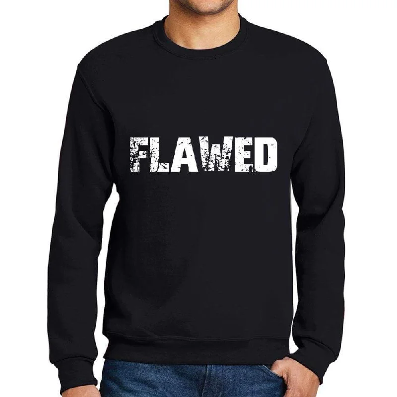 Men's Printed Graphic Sweatshirt Popular Words FLAWED Deep Black