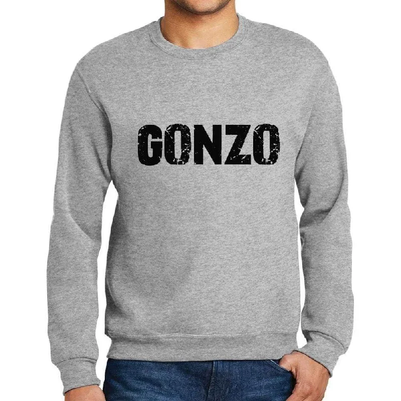 Men's Printed Graphic Sweatshirt Popular Words GONZO Grey Marl