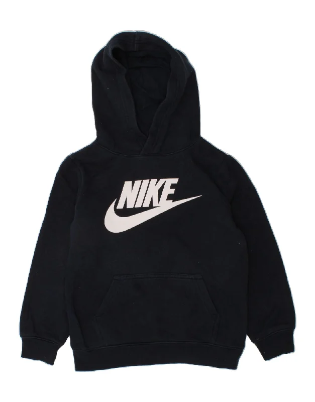 NIKE Boys Graphic Hoodie Jumper 5-6 Years Medium  Navy Blue Cotton