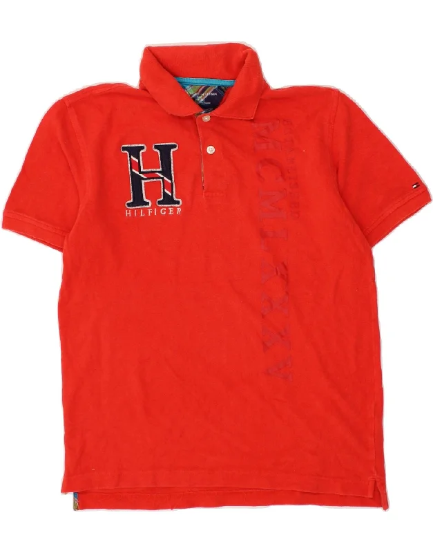 TOMMY HILFIGER Boys Graphic Polo Shirt 12-13 Years Large Red Cotton