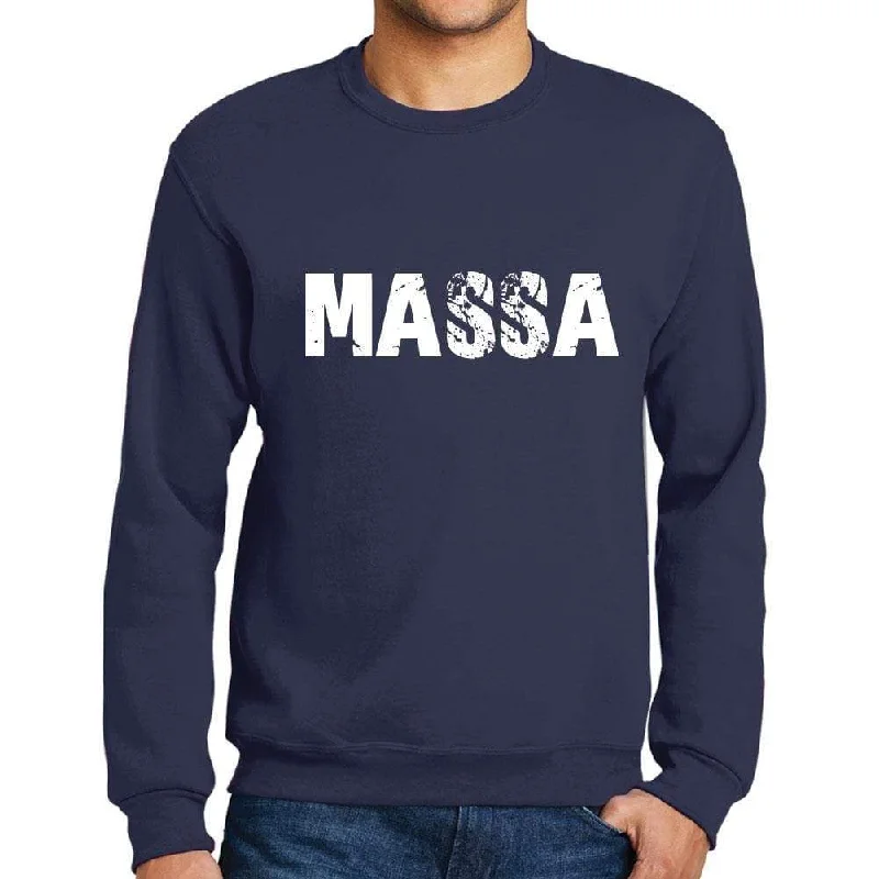 Men's Printed Graphic Sweatshirt Popular Words MASSA French Navy