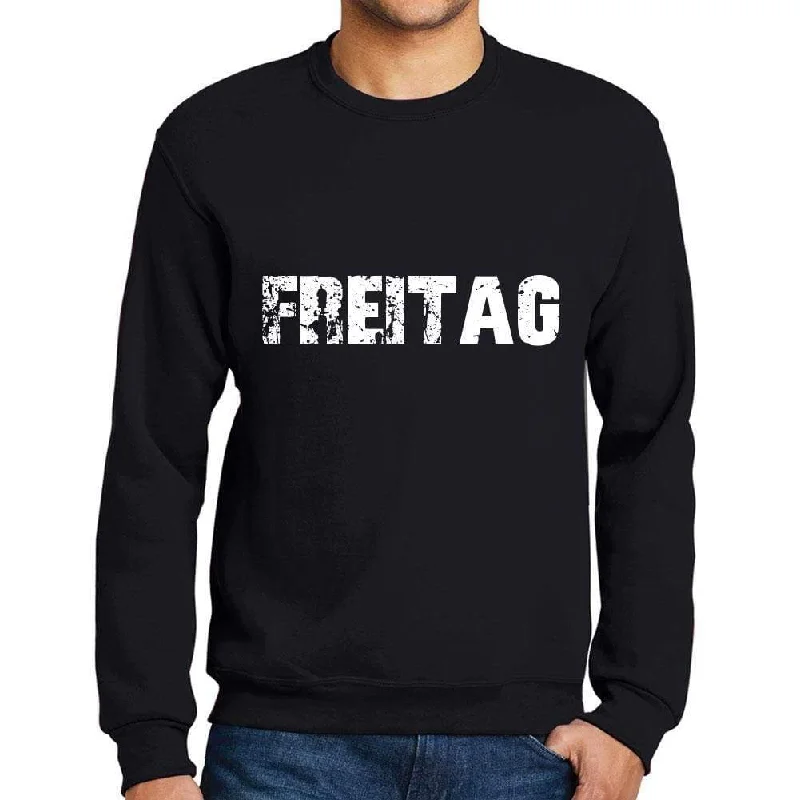 Men's Printed Graphic Sweatshirt Popular Words FREITAG Deep Black