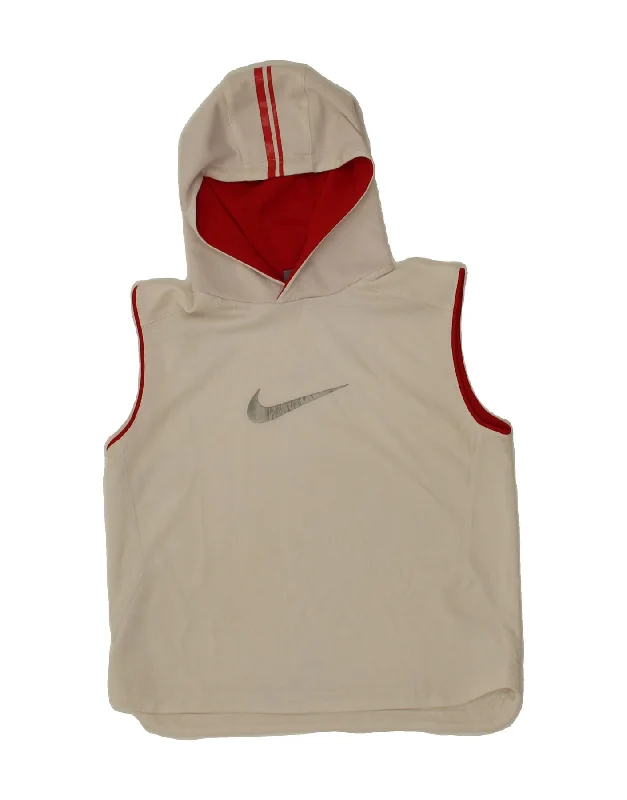 NIKE Boys Hooded Graphic T-Shirt Top 11-12 Years Medium  White Colourblock