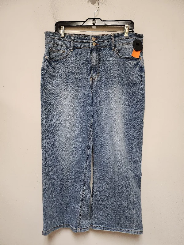 Jeans Cropped By Judy Blue In Blue Denim, Size: 14