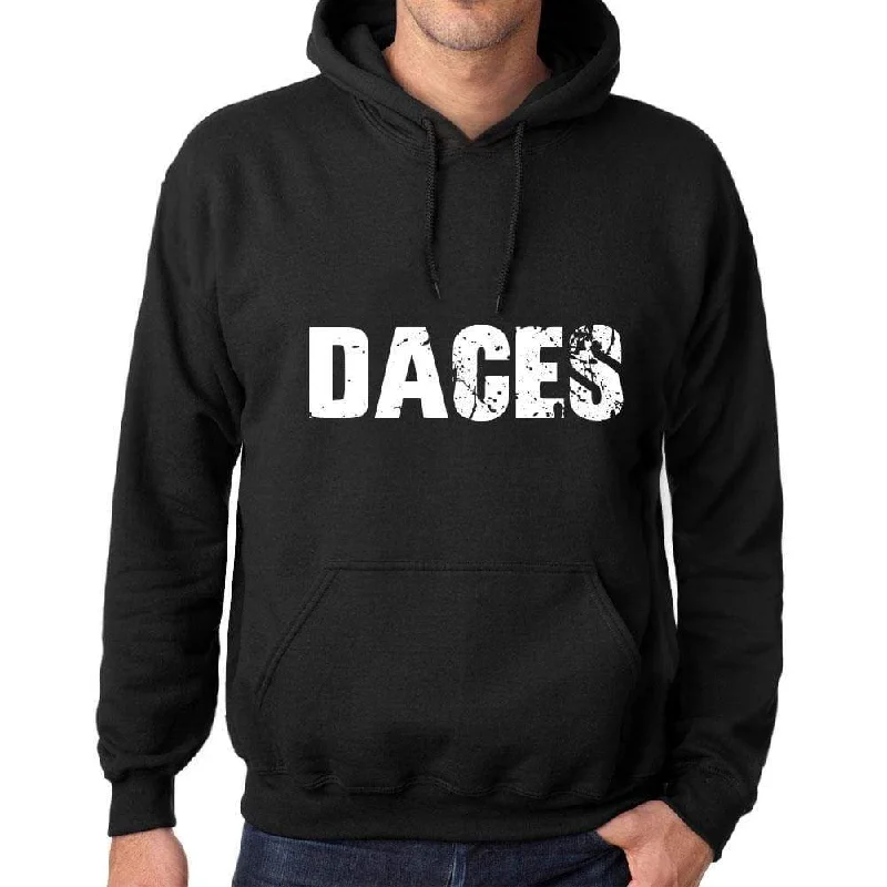 Men's Women's Unisex Printed Graphic Cotton Hoodie Soft Heavyweight Hooded Sweatshirt Pullover Popular Words DACES Deep Black