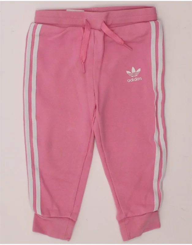 ADIDAS Baby Girls Joggers Tracksuit Trousers 18-24 Months  Pink Cotton