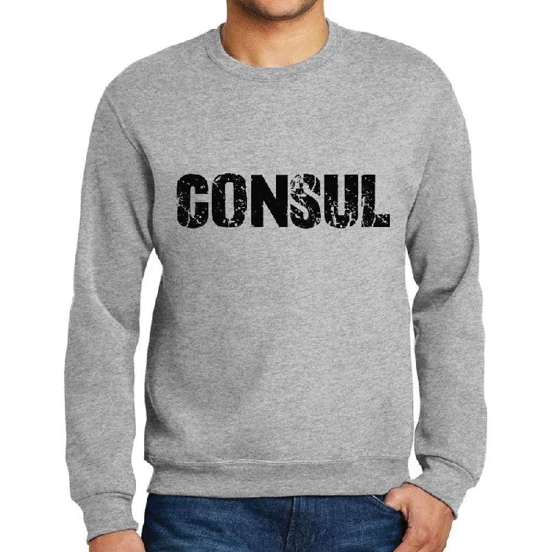 Men's Printed Graphic Sweatshirt Popular Words CONSUL Grey Marl