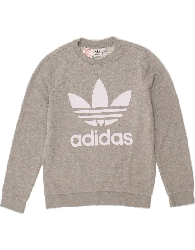 ADIDAS Boys Graphic Sweatshirt Jumper 11-12 Years  Grey Cotton