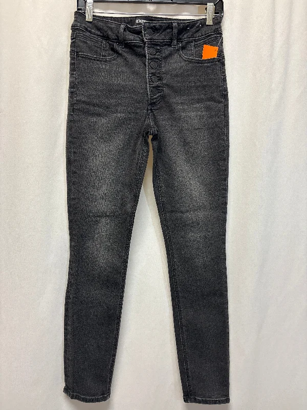 Jeans Skinny By Express In Black Denim, Size: 8