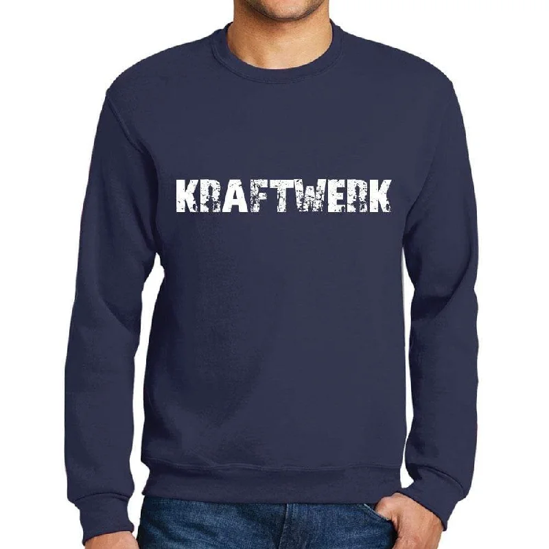 Men's Printed Graphic Sweatshirt Popular Words KRAFTWERK French Navy