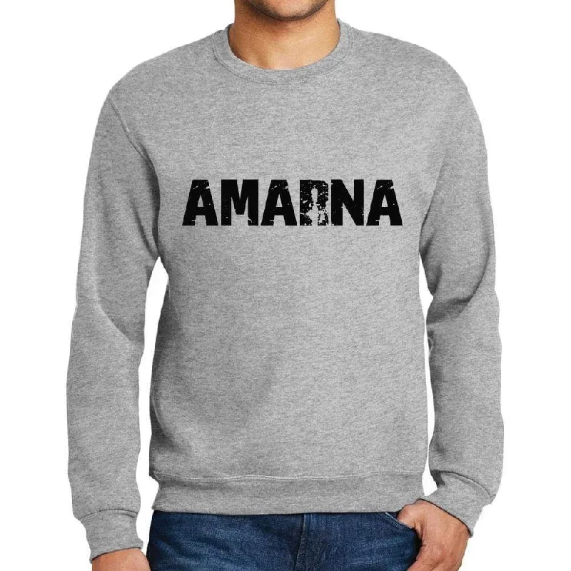 Men's Printed Graphic Sweatshirt Popular Words AMARNA Grey Marl