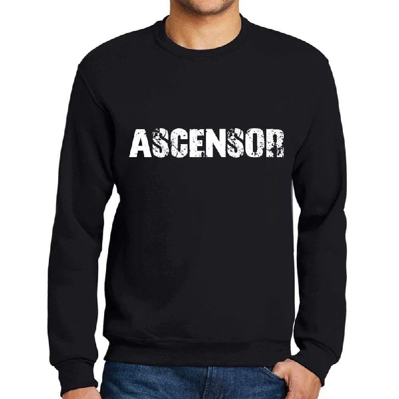 Men's Printed Graphic Sweatshirt Popular Words ASCENSOR Deep Black