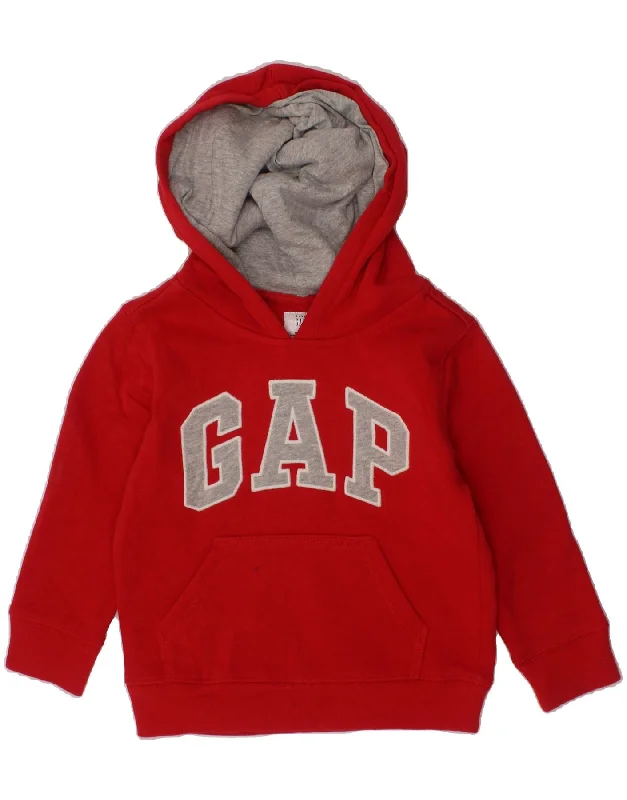 GAP Girls Graphic Hoodie Jumper 2-3 Years Red Cotton