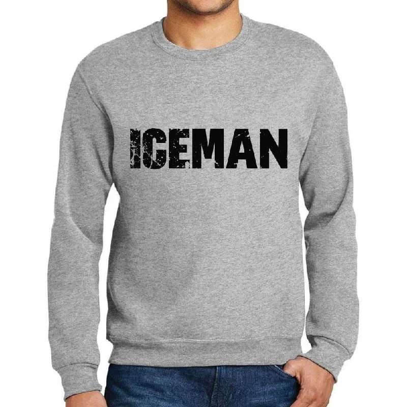 Men's Printed Graphic Sweatshirt Popular Words ICEMAN Grey Marl