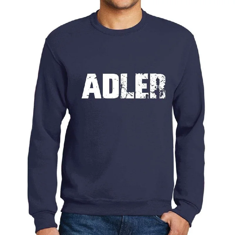 Men's Printed Graphic Sweatshirt Popular Words ADLER French Navy