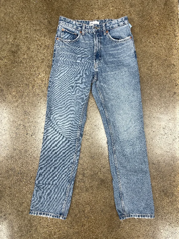 Jeans Straight By Zara In Blue Denim, Size:6