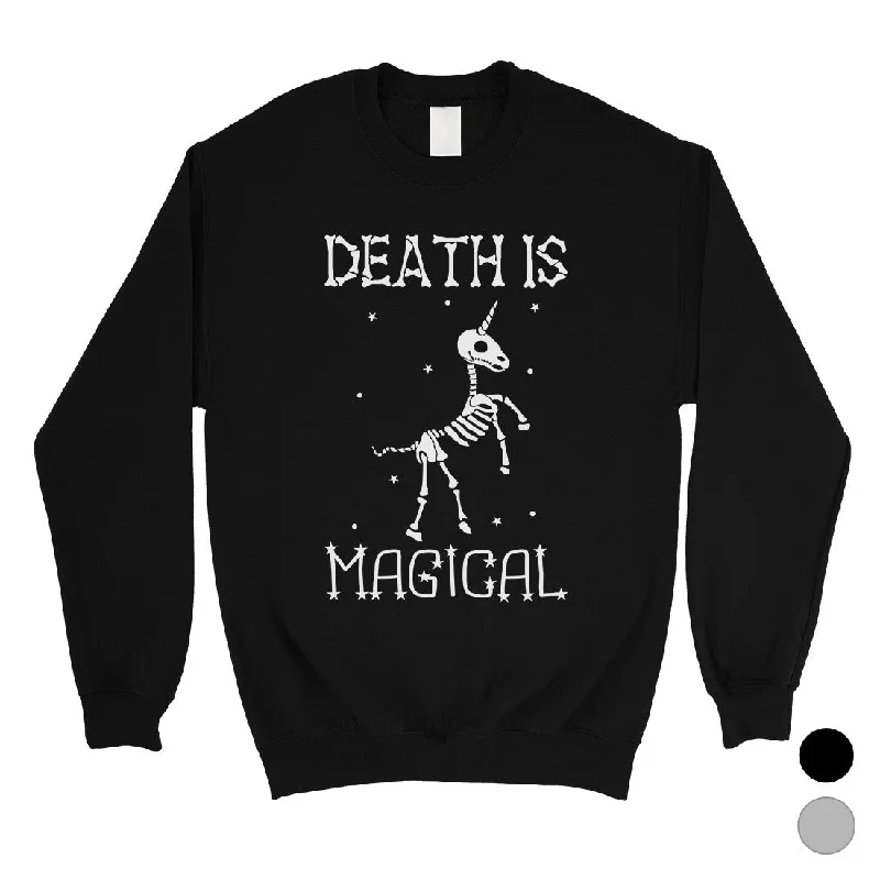 Death is Megical Unicorn Skeleton Funny Unisex Crewneck Sweatshirt