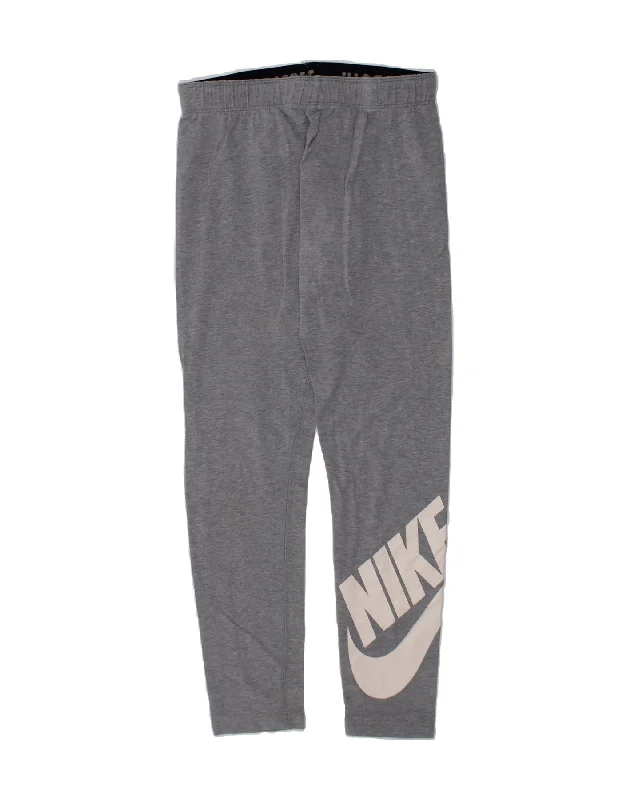 NIKE Girls Graphic Leggings 10-11 Years Medium  Grey Cotton