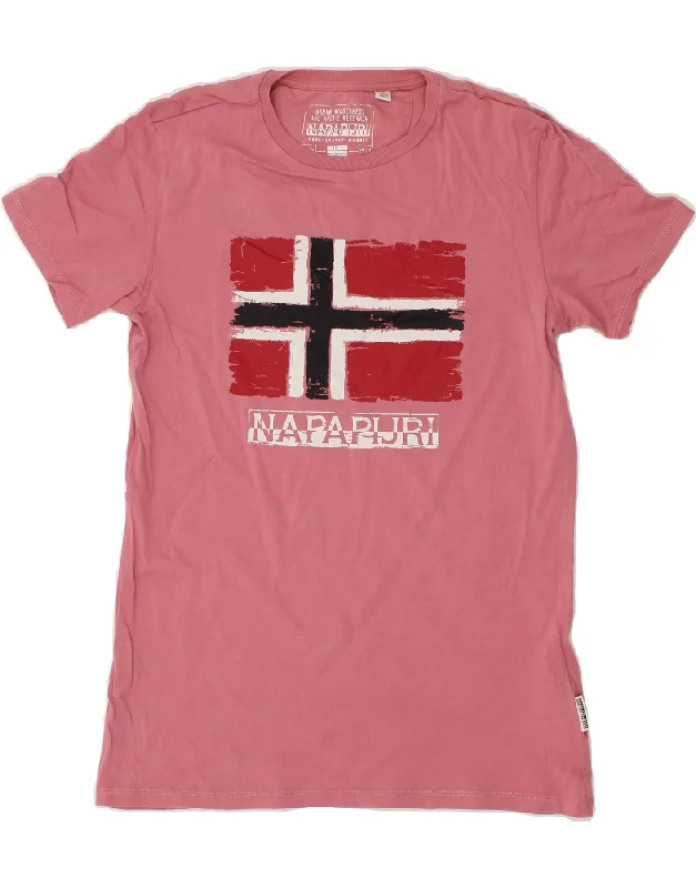 NAPAPIJRI Girls Graphic T-Shirt Top 13-14 Years Pink Cotton