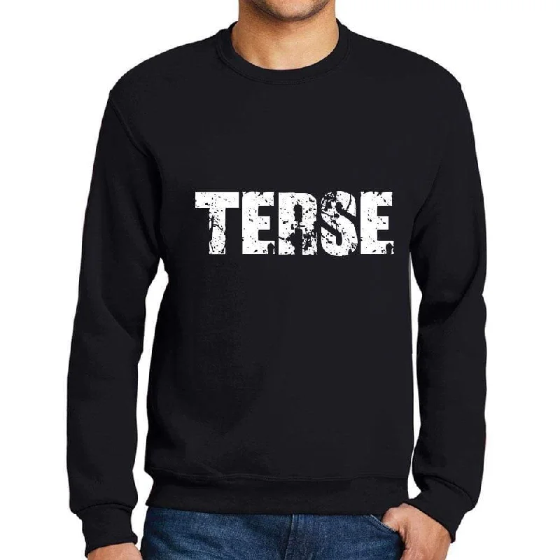 Men's Printed Graphic Sweatshirt Popular Words TERSE Deep Black