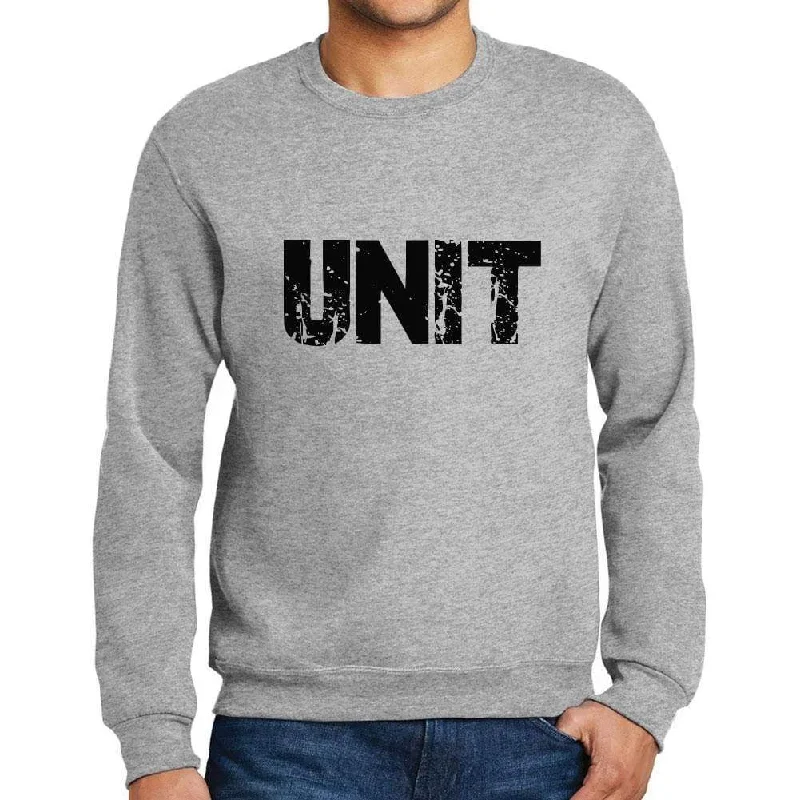 Men's Printed Graphic Sweatshirt Popular Words UNIT Grey Marl