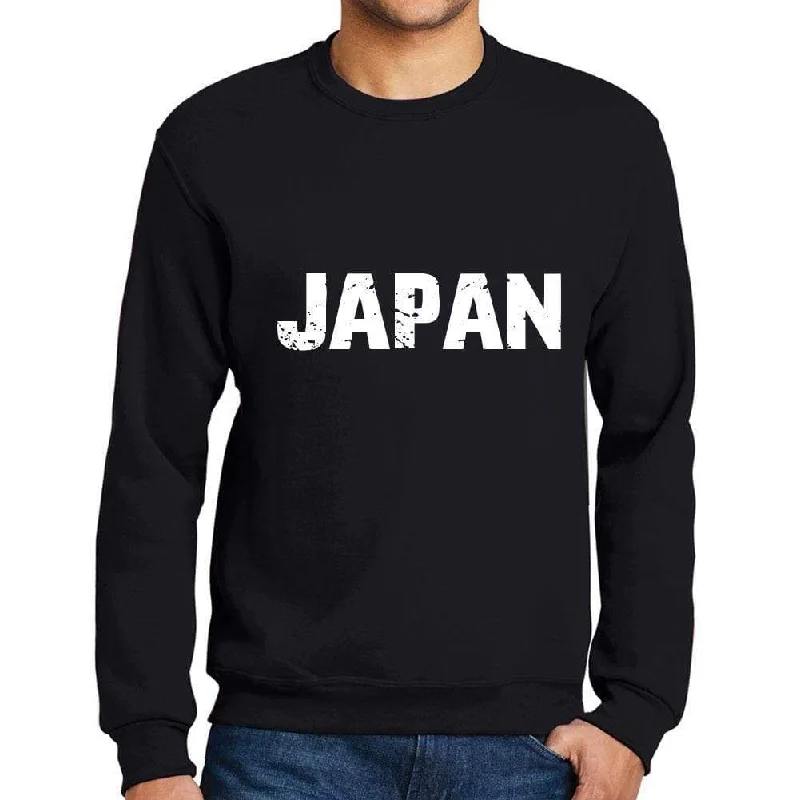 Men's Printed Graphic Sweatshirt Popular Words JAPAN Deep Black