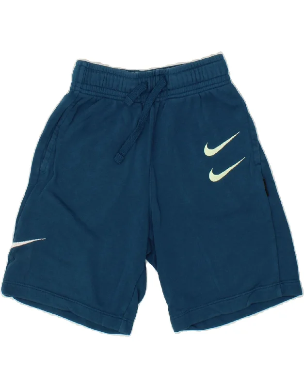 NIKE Boys Sport Shorts 10-11 Years Medium Blue Cotton