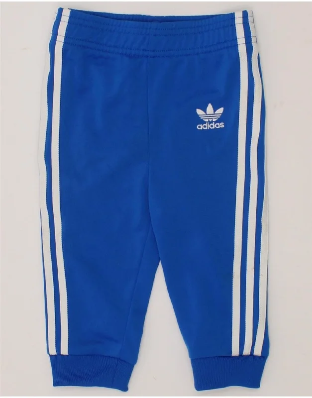 ADIDAS Baby Boys Joggers Tracksuit Trousers 6-9 Months  Blue Polyester